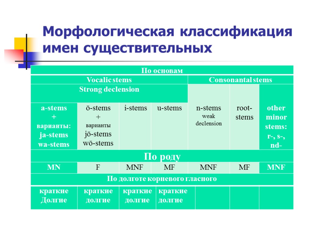 Морфологическая классификация имен существительных